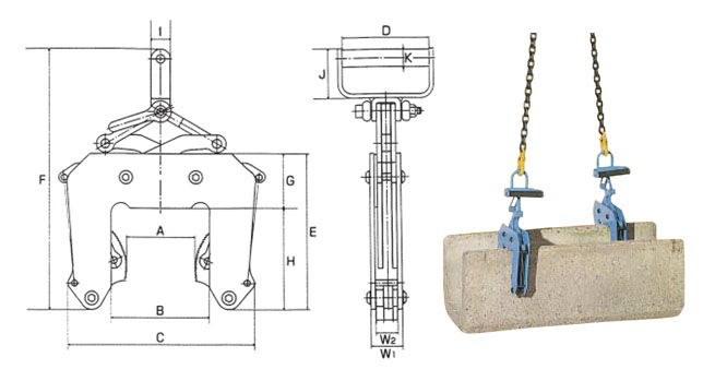 ECHA型鷹牌混凝土吊具尺寸